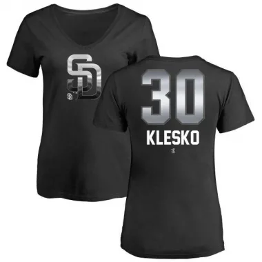 Black Women's Ryan Klesko San Diego Padres Midnight Mascot V-Neck T-Shirt -