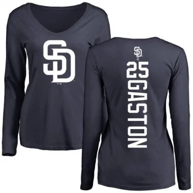 Navy Women's Cito Gaston San Diego Padres Backer Slim Fit Long Sleeve T-Shirt -